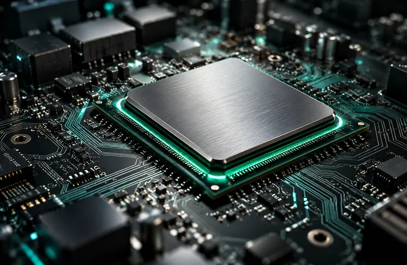 Detailed microchip on a circuit board